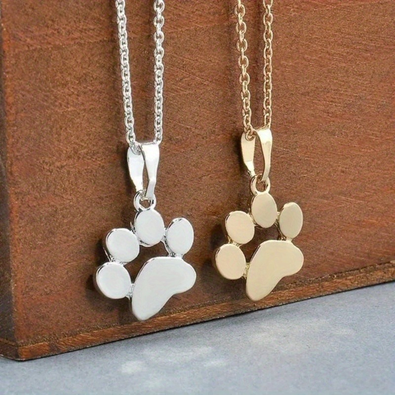 

Chic Stainless Steel Paw Print Necklace - Bohemian Style Pet Footprint Charm For Paw Print Earrings Dog Jewelry For Women