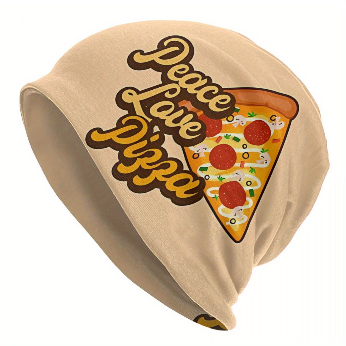 

Biihudu Fashionable Pizza Graphic Beanie Hat, Knitted Polyester Stretch Cap, Unisex, Love , For Men And Women