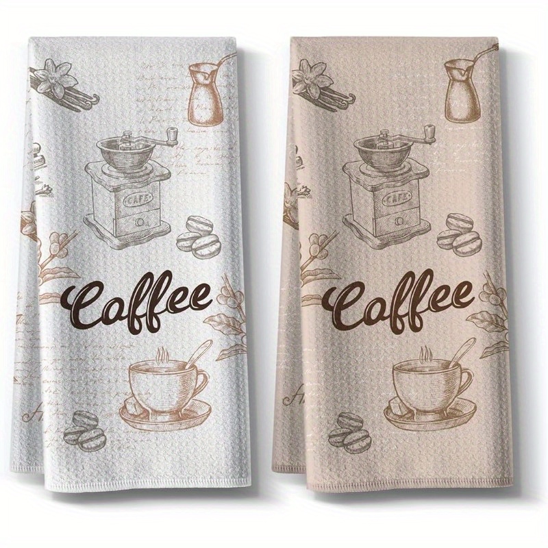 

2pcs Set Of Coffee-themed Kitchen Towels - , Absorbent Polyester, Drying Hands & Wiping , Ideal Gift For Coffee Enthusiasts, Neighbors, Wives On Christmas, Day, Housewarming, 18x26 Inches