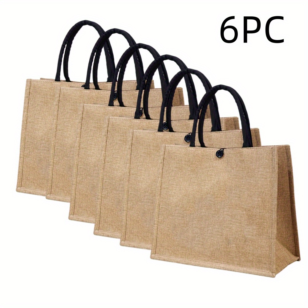 6pcs, Tote Bag, Sublimation Blank Handbag, Suitable For Decoration And Diy Handmade Grocery Bag, Double Handle Burlap Bag, Small Shopping Bag
