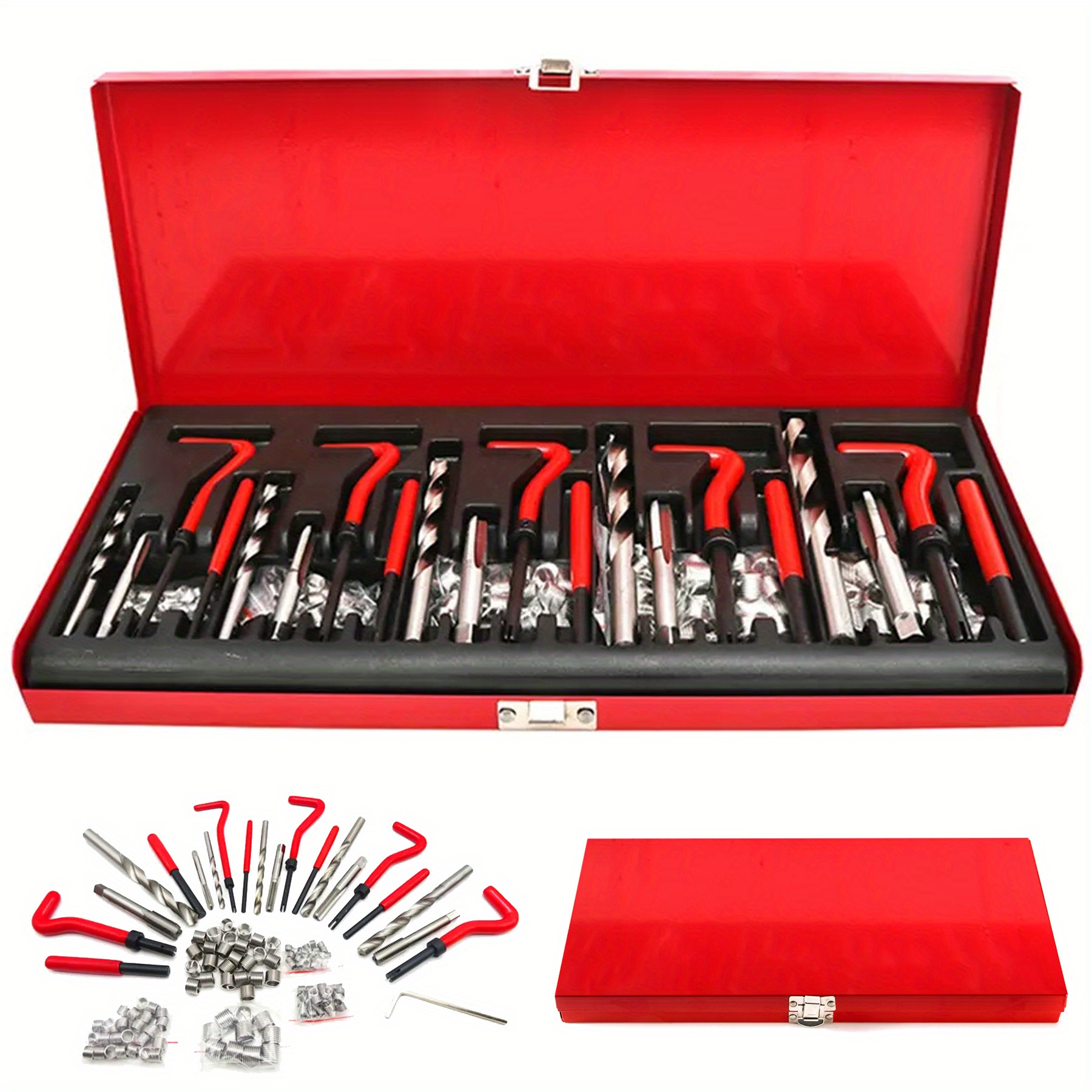 

131pcs Thread Repair Tools Set Including M5 M6 M8 M10 M12 Tap Inserts Tap Installation Tools Twist Drill & Case Professional Repair Kit For Car Engine