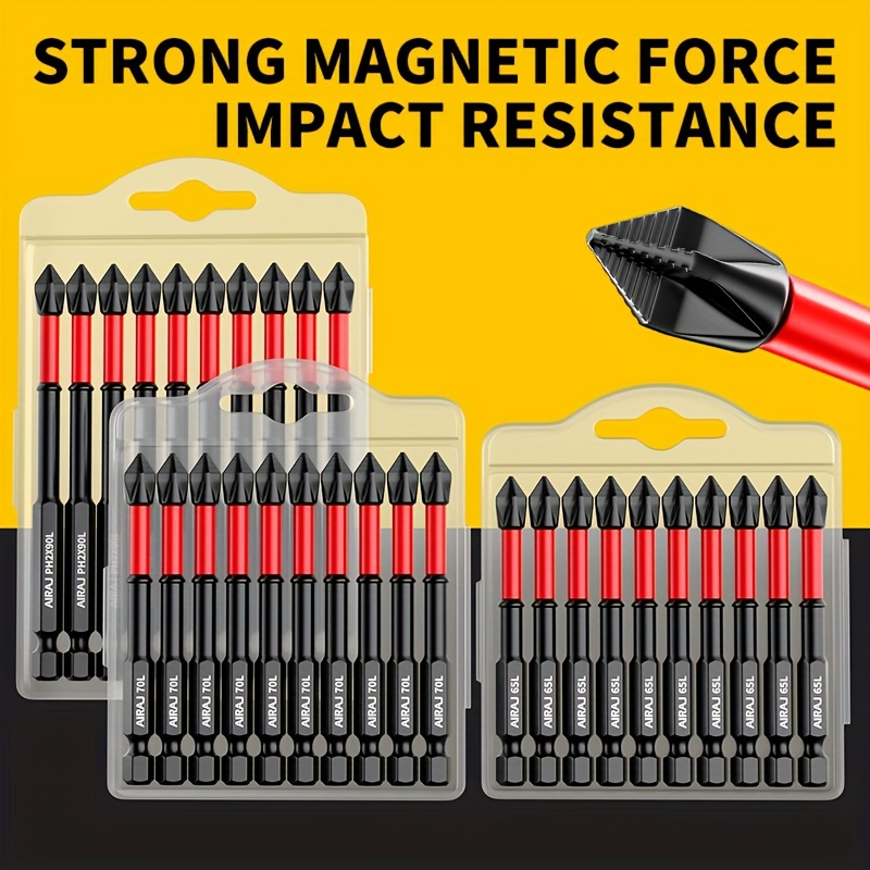 

6pcs Screwdriver Bits, Strong Magnetic & Non-slip Steel, High Hardness For Electric & Manual Drills, Hex Shank