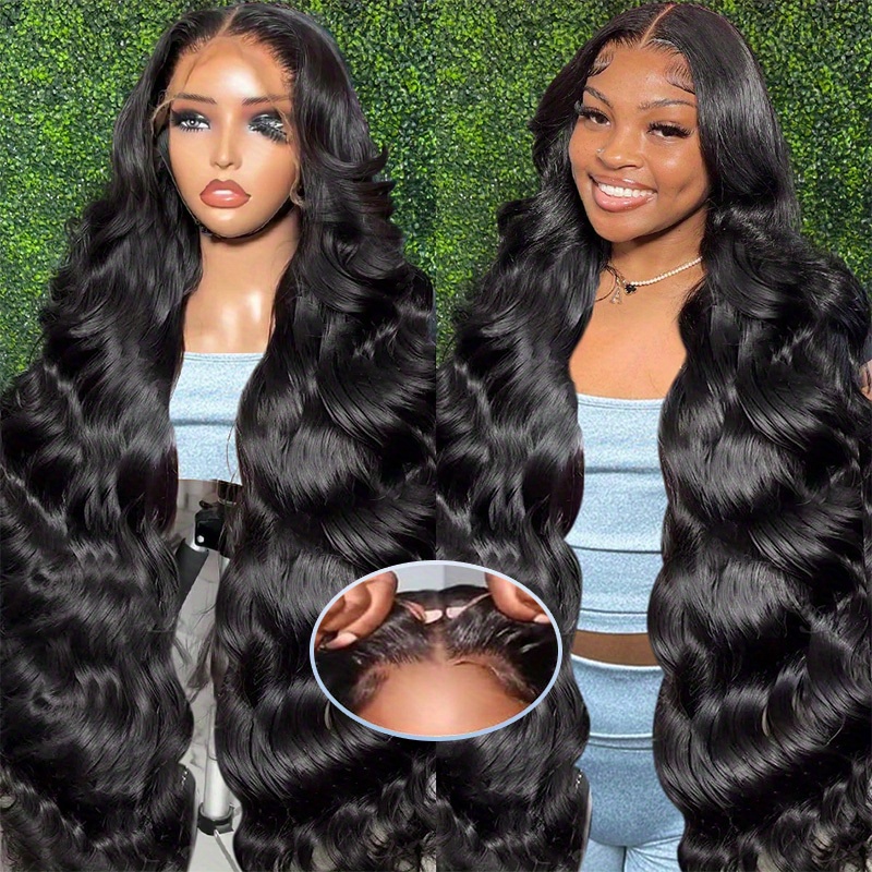 TEMU 40 Inch Body Wave Wig Glueless Wigs Human Hair Pre Pre Cut 13x6 Hd Lace Closure Wigs Human Hair Body Wave Lace Front Wigs Human Hair For Women Put On And Go Wig 250% Density