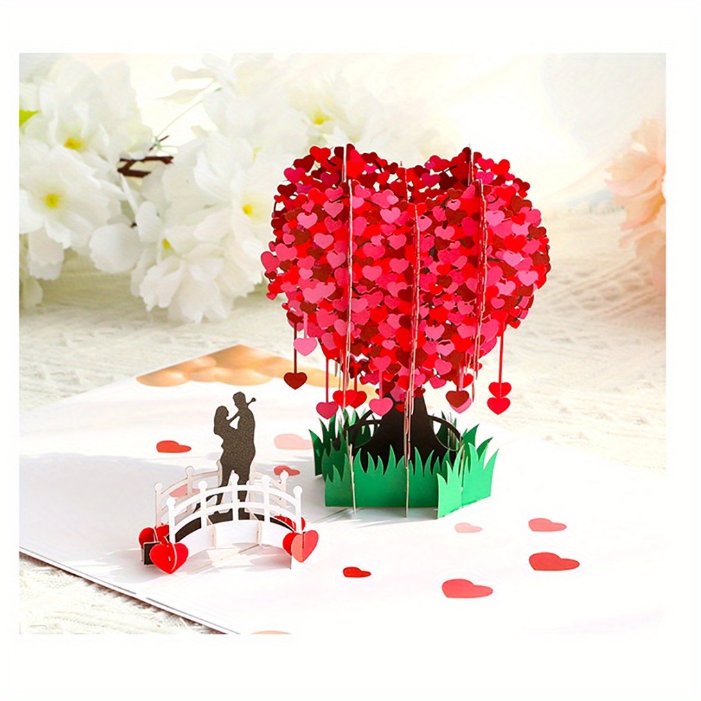 E-shop 3D-Liebesbaum Pop-Up Grußkarte für Paare - für Jahrestage, Valentinstag & Muttertag - Romantisches Herz-Design, 6"x8" - Ideal für Ehefrau,