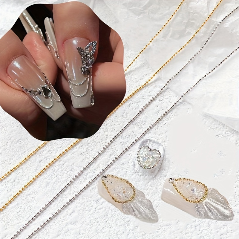120-teiliges Nagel-Strass-Set – Silberne 3D-Anhänger, Zirkonia-Steine In 6 Formen Für DIY-Nageldesign
