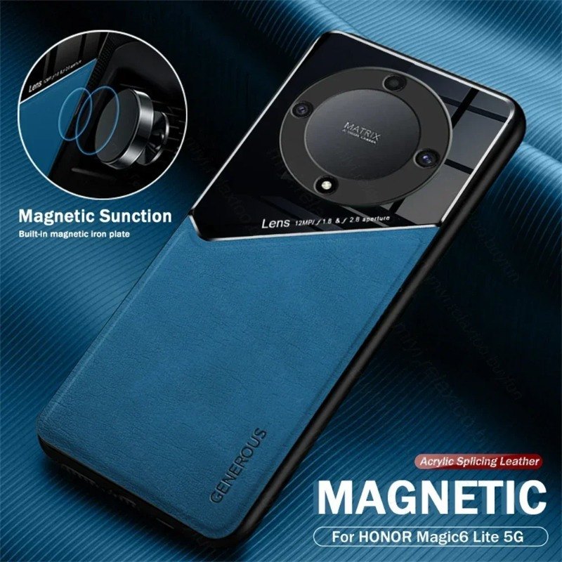 

For Magic 6 Lite 5g Case Magic 5 Lite Magnetic Leather Cover For Magic6 Lite 5lite 5g 2024 Ali-nx1 6.78" Shockproof Tpu Bumper Fundas