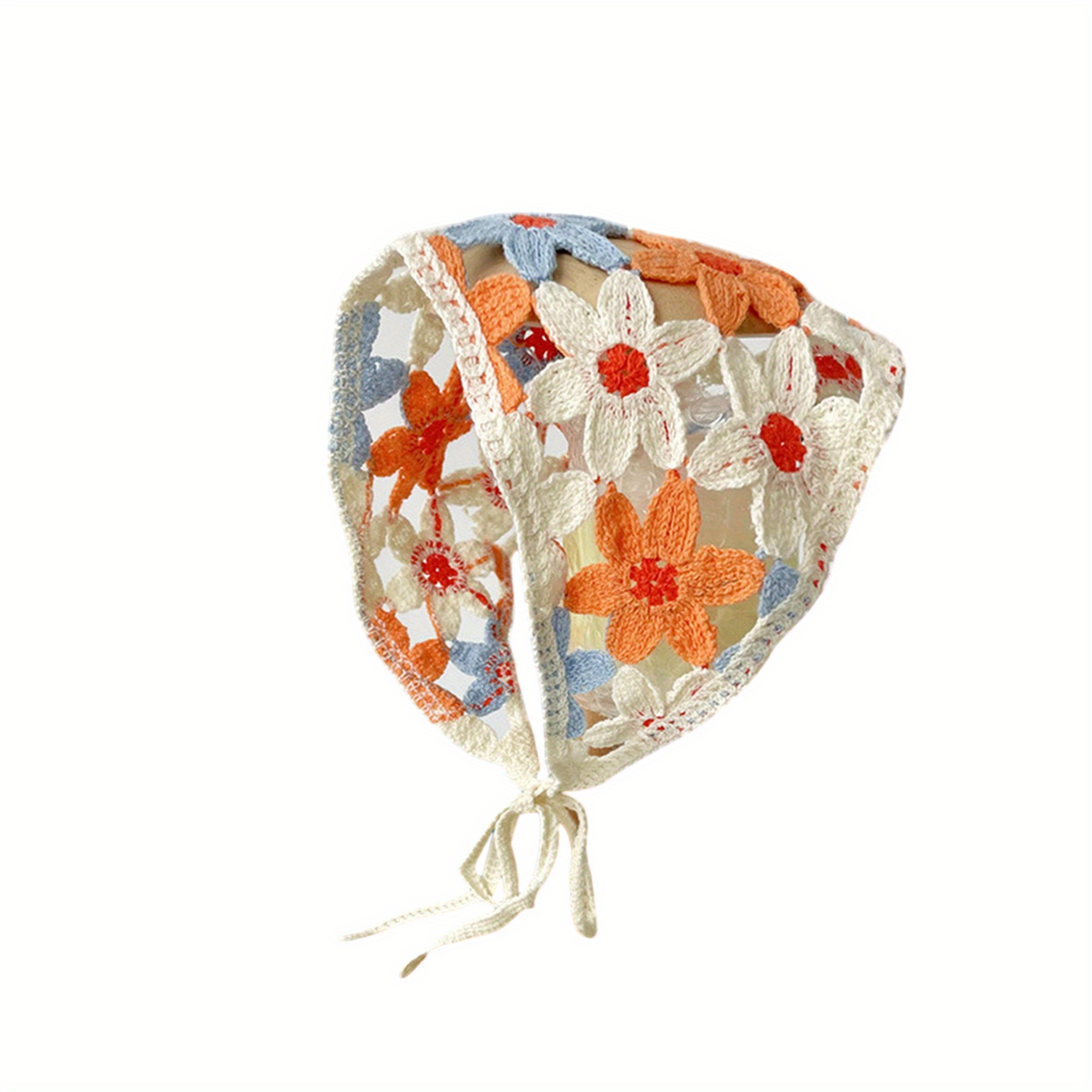 Image of 1pc Women's Chic Floral Crochet Headband - Vibrant Knit Headscarf And Hair Band, Perfect For Fashion Additions