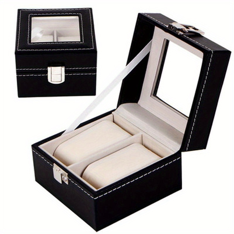 

Rectangular Leather Watch Box Case, 2/3/12 Slots, Pc Material, Display Organizer Storage Tray For , Watch Accessory Storage Box