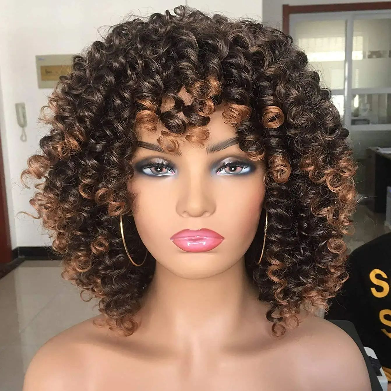 

Fluffy Curly Wig For Women - , Synthetic In Darkest