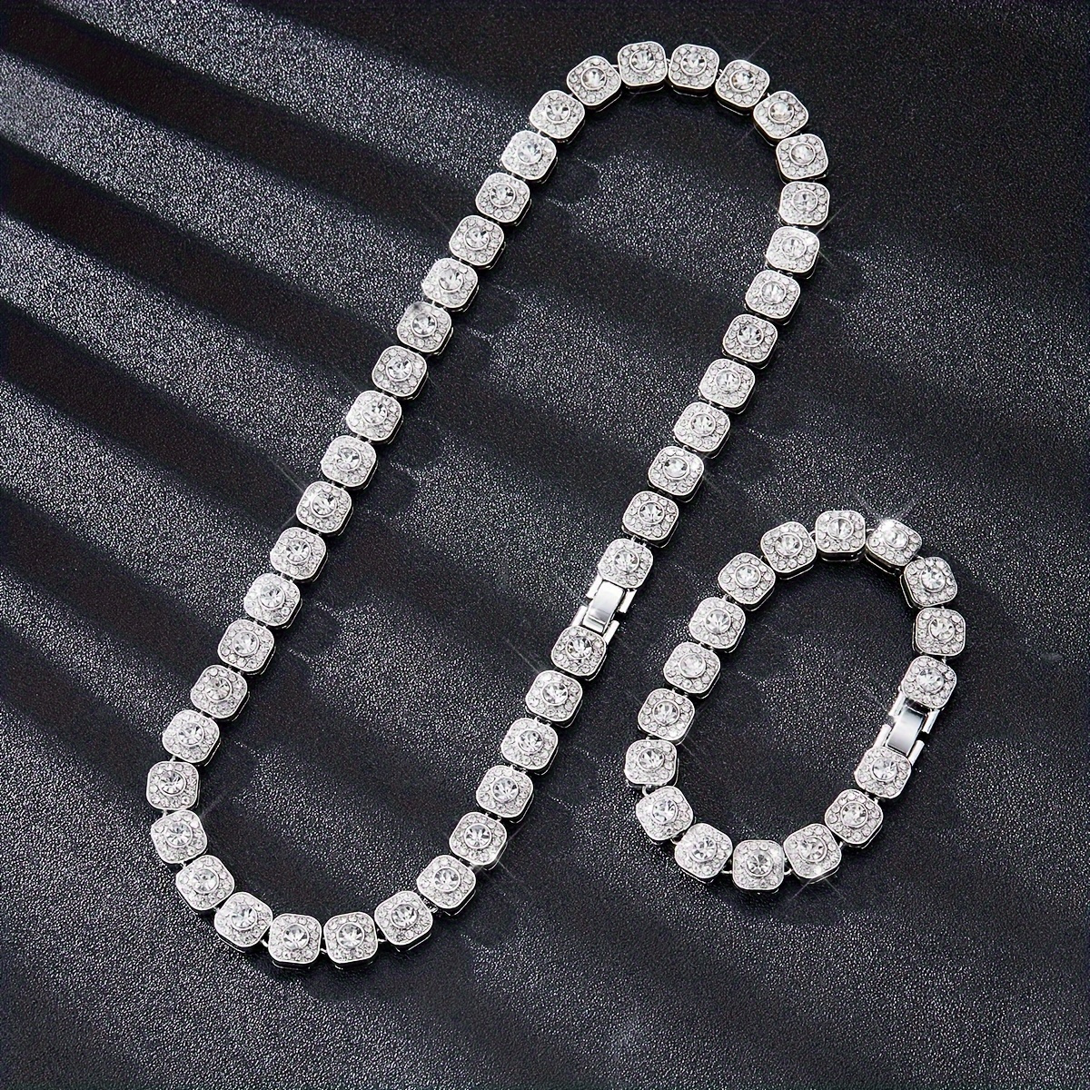 TEMU 2pcs A Set Of Stainless Steel Necklace Bracelet Set Ins Personality Retro Hip-hop Fashion Trend Gift Daily Street Commuting Party To The Holiday Party To Wear.