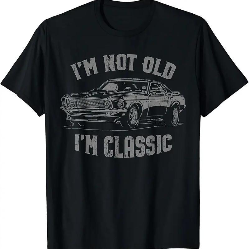 

Old I' T-shirt Funny Car Graphic Mens Short Sleeve T Shirt Classic Retro Truck Distressed Design T Shirt Vintage Men Dad Father's Day T-shirt