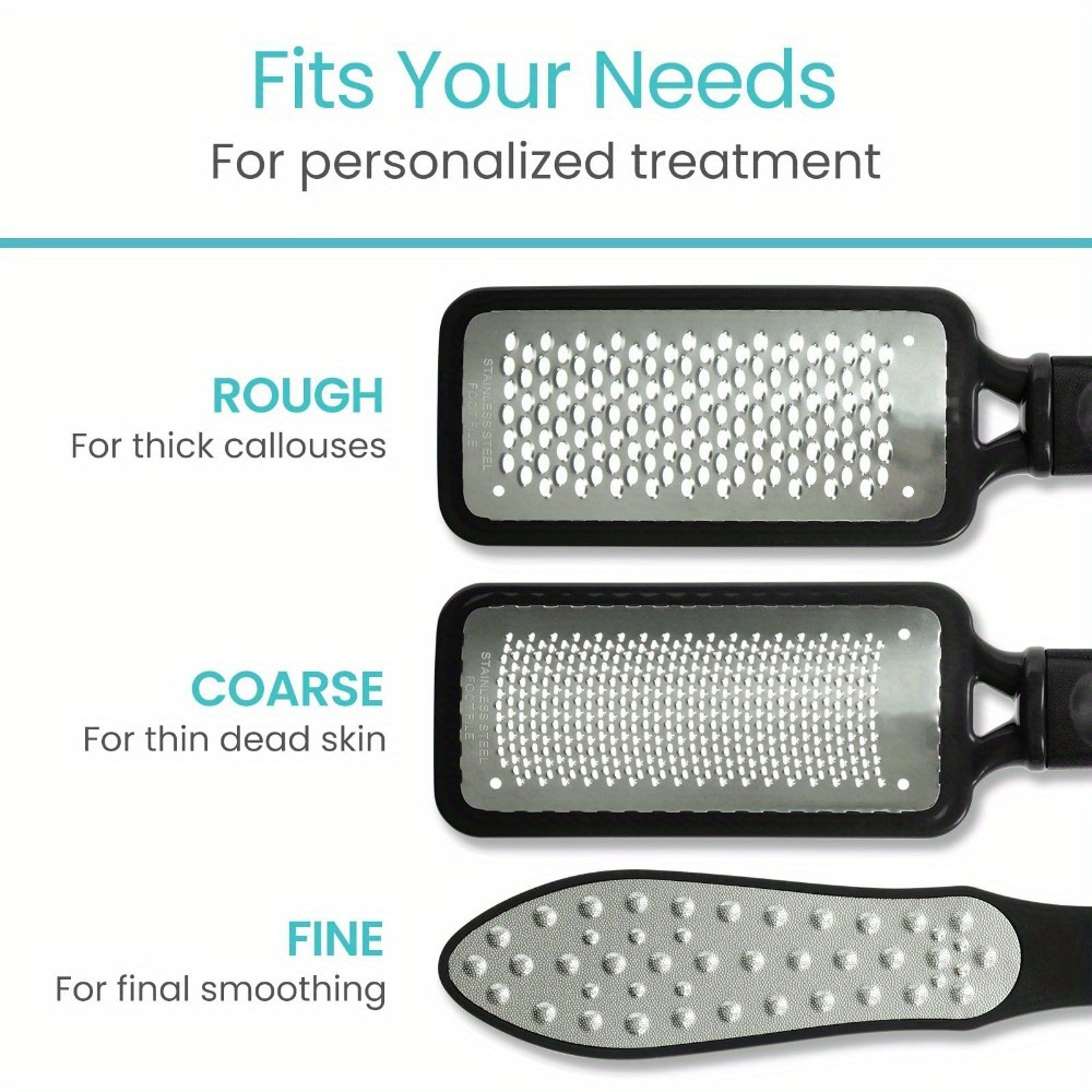 

3pcs Stainless Steel Foot , Feet Scraper, Dead Skin/ Callus Remover For Feet, Gentle Foot Scrubber, Pedicure Tools For Foot Care, Black, Heel Grater For