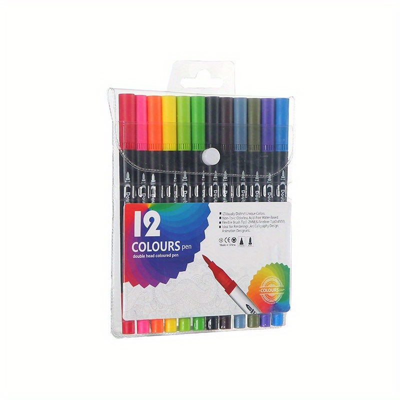 

12/24 Colors Dual Tip Permanent Markers, Fine Point, Washable, Non-toxic, Quick Dry, No Smell, Multi-surface Compatible, Art And Craft Set