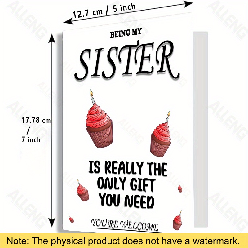 Geburtstagskarte Für Schwester – Mit Kuchen-Motiv, Geprägt & Glitzernd, Inkl. Umschlag, 15x23 Cm