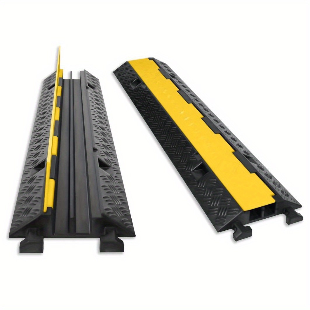 

Pack Of 2 Cable Bridge Cable Ramp With Folding Lid Waterproof Cable Protection Mat Made Of Rubber Modular Design Hose Bridge Duct Ramp For Cable Protection And Override Protection (black + Yellow)