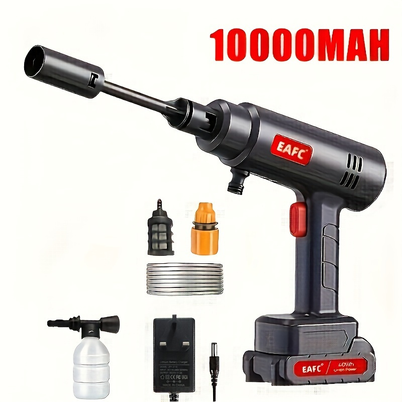   wireless high pressure washer uk plug electric car washer 10000 20000mah large capacity battery   with foam sprayer foam rinse 2in 1