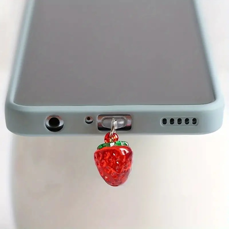 

1pc Cute Strawberry Mobile Phone Dust Plug, Suitable For Iphone, Android