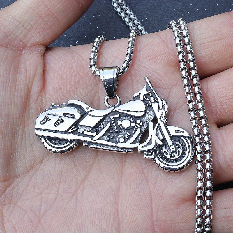 

Men' Steel Motorcycle Pendant Necklace