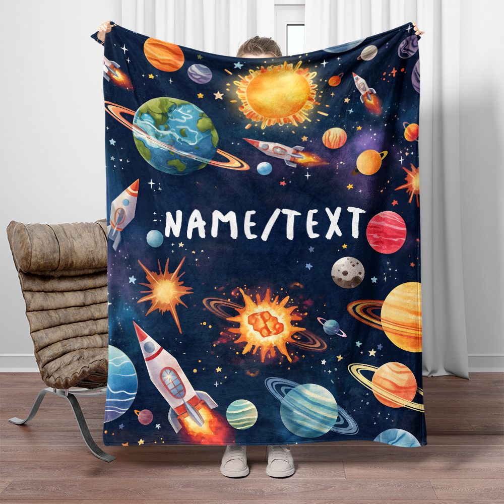 

1pc Customizable - Fleece Blanket - Personalized /, , , , Polyester, No Needed, Featherless, For Sofa, Bed, , Camping, , , , , And Bed