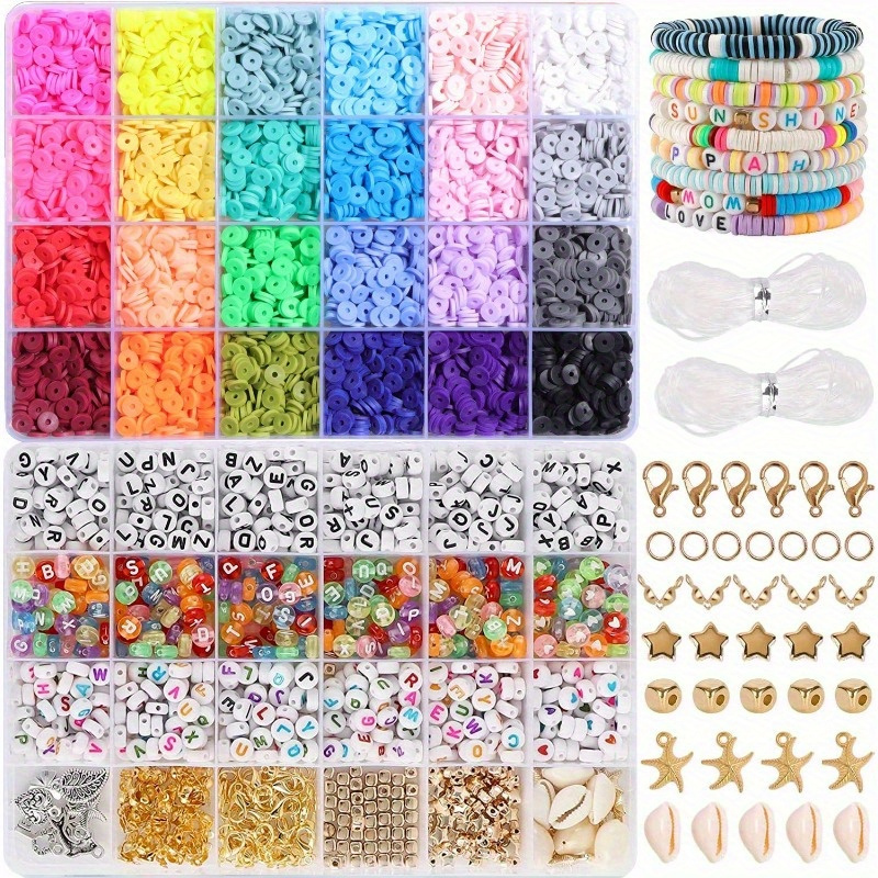 

Making Kit - 3500/5300/7200pcs Red Polymer Clay Beads Set With Spacers, Charms & Cord - Perfect Craft Gift For Teens & Adults