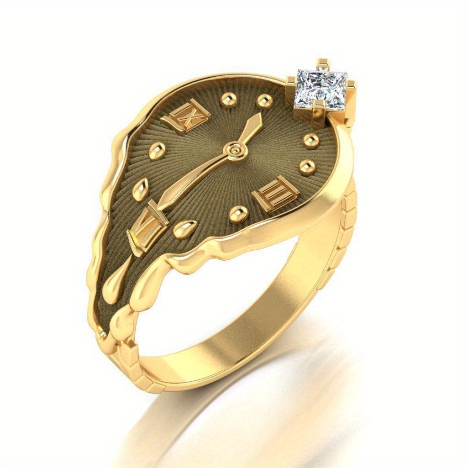 

1 Pcs Personalized Creative Clock Inlaid Zircon Ring Ornament