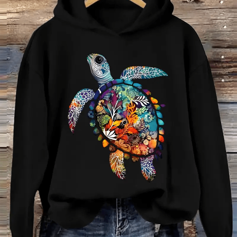 

Print Hoodie, Casual Long Sleeve Kangaroo Pocket Drawstring Hoodie Sweatshirt, Women's Clothing