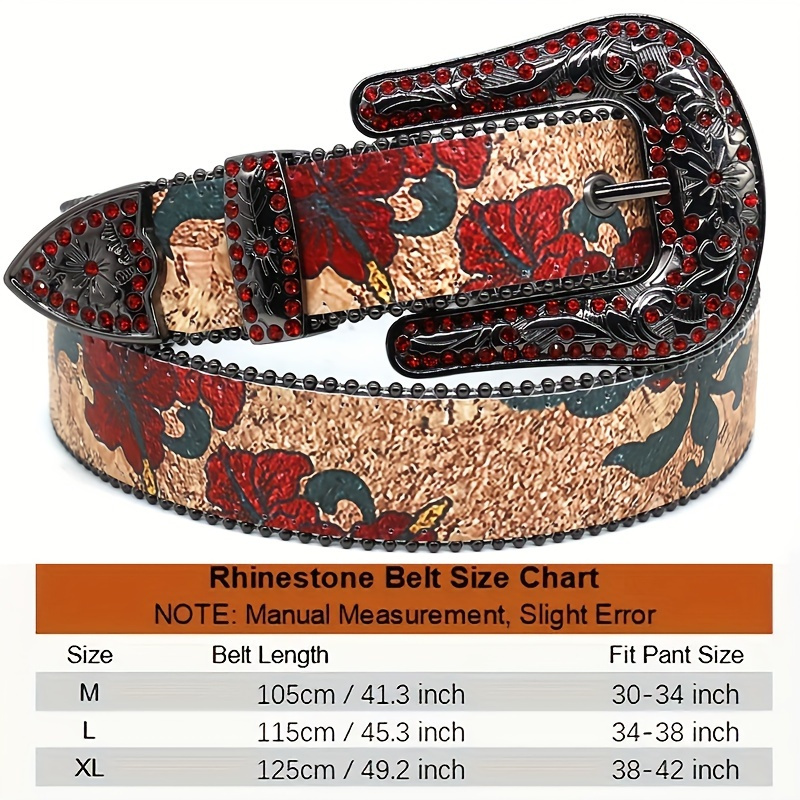 vibrant red flower print belt adjustable hip hop - Temu display picture 2