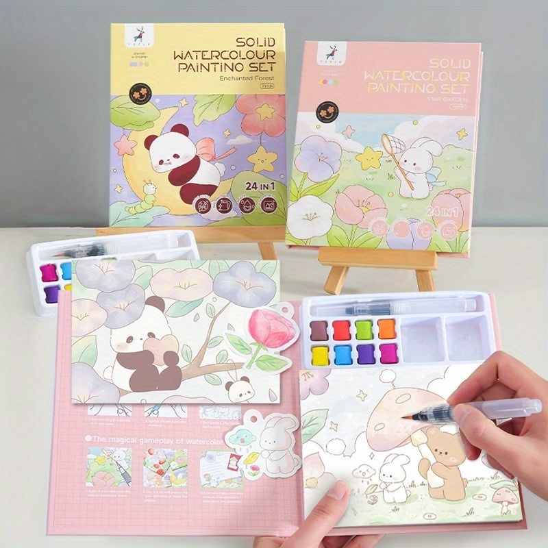 

Portable 24-page Watercolor Sketchbook - Ideal For Beginners & Students, Diy Craft Kit, Gift