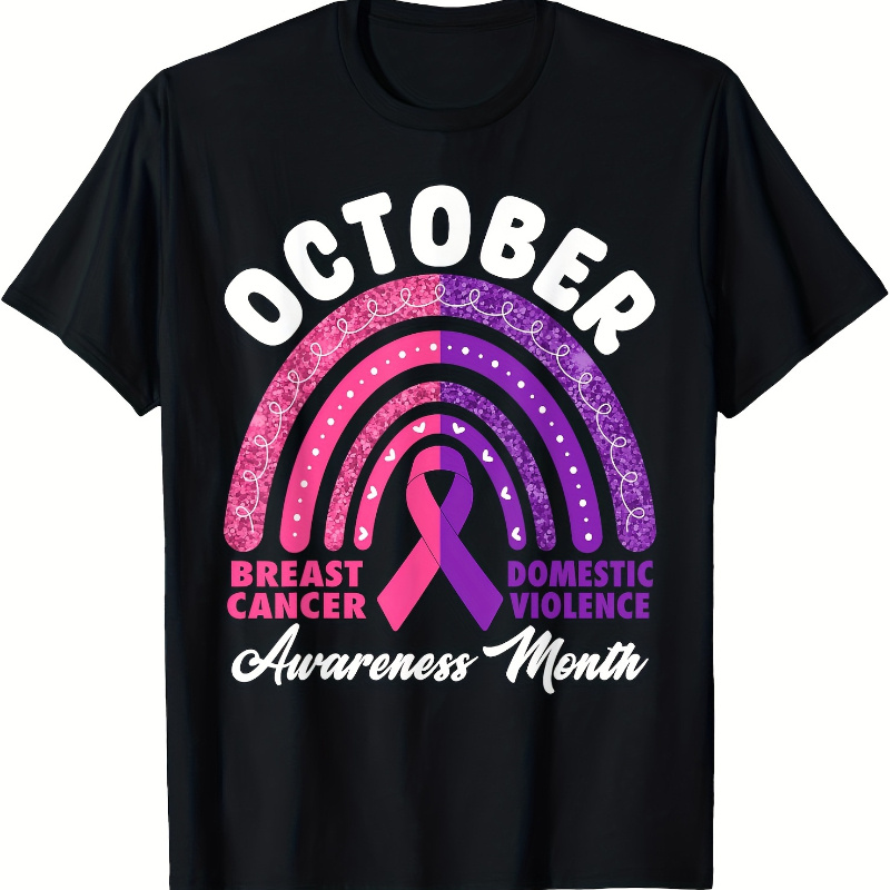 

And Breast Cancer Awareness Month Rainbow T-shirt, Comfortable, Printed, Stylish