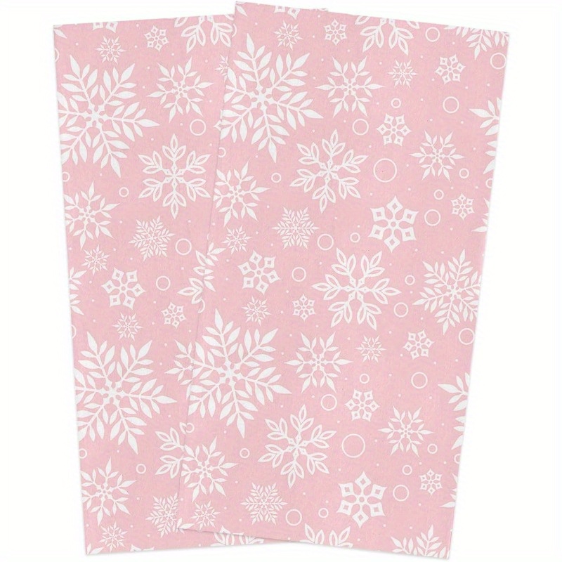 

18*26inch 2pcs Christmas Kitchen Towels Snow Dish Towels And Dishcloths Sets Decorative Tea Towel Pink Absorbent Hand Towels For Kitchen Drying Bathroom Christmas Holiday Decor