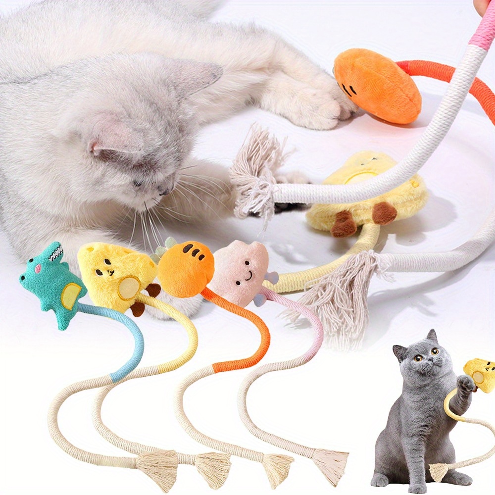 

4-piece Set Catnip Toy, Indoor Cats , Teeth Cleaning, Promotion, Interactive Play Soft & Material, Catnip Infused For , With Kicking Action For Indoor Entertainment & Stimulation Of Cats