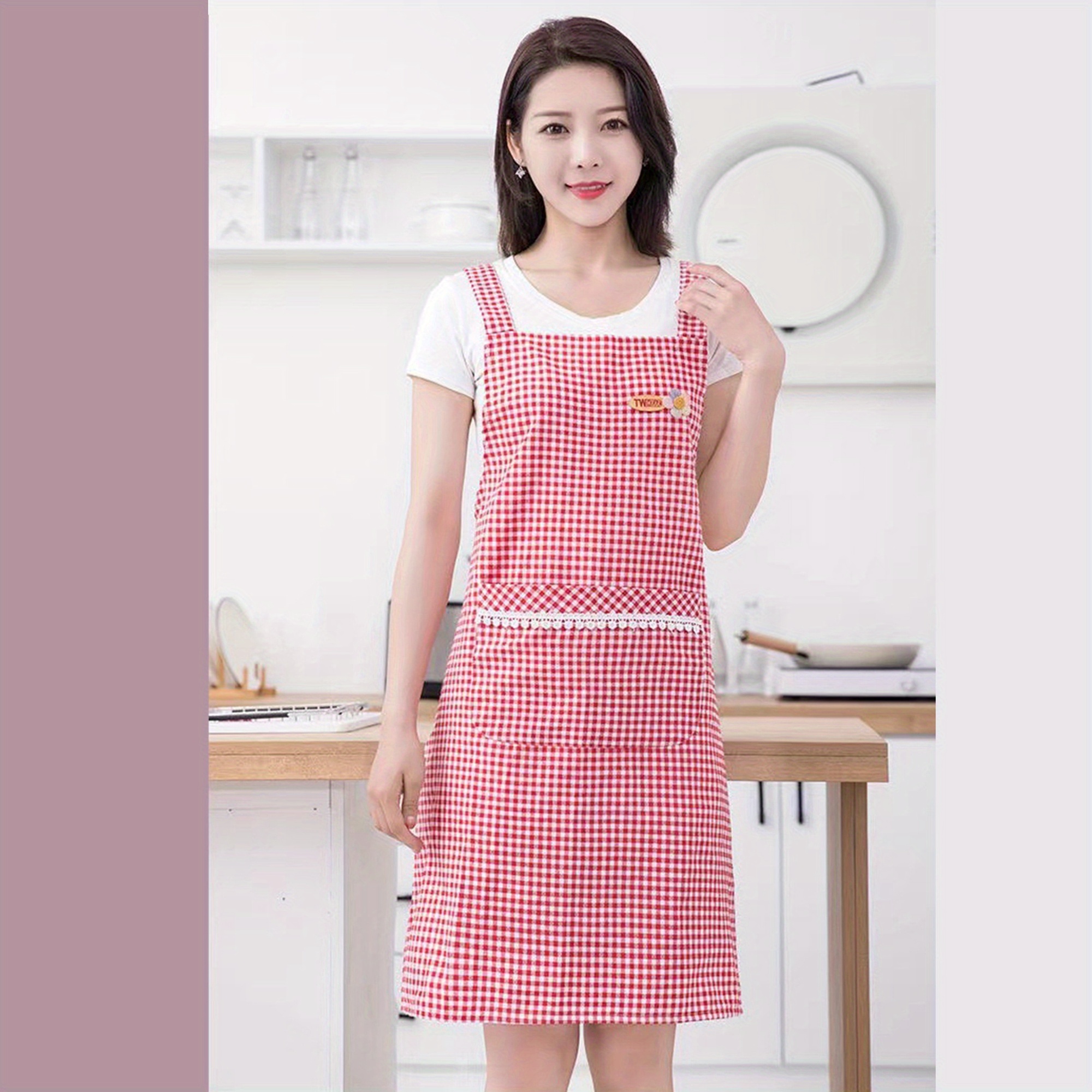 kitchen apron cotton linen h shoulder straps back tie - Temu