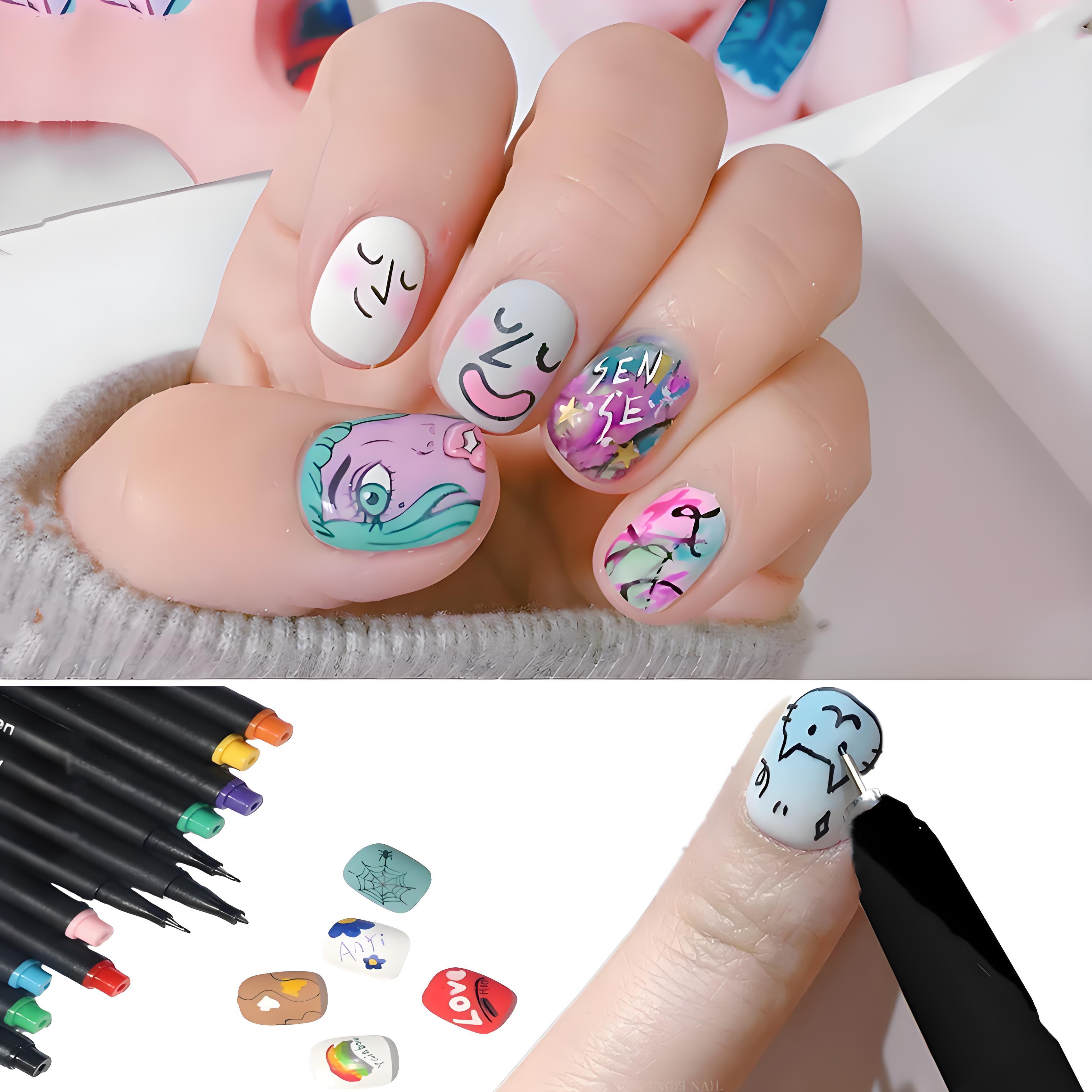 

12 Tip Graffiti Dotting Pen Nail Art Pen Liner Drawing Painting Manicure Brush For Diy Nail Pen Set