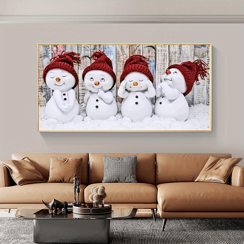 

1pc Canvas Wall Art, Christmas Snowman Painting, Cute 4 Snowman Printed Posters, Stylish Wall Decoration, Living Room/ Bedroom/ Office Family Photo, Aesthetic Home Decor