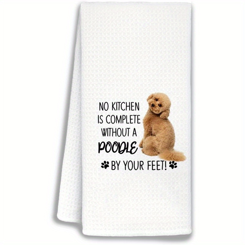 

1pc, 18x26inch, Modern Poodle Kitchen Towel, Soft Polyester Dish Towel, Space-themed Hand Towel, Machine Washable, For Home & Kitchen Decor, Perfect For Dog Lovers