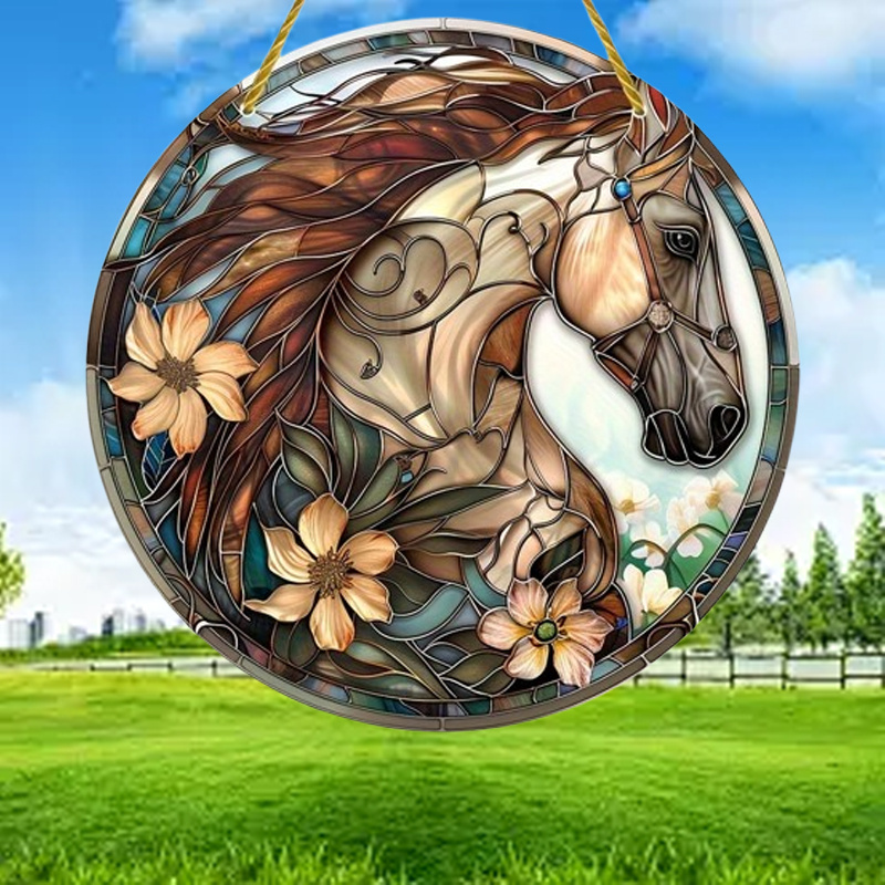 

1pc Classic Horse Head Acrylic Sun , Decorative Pendant - Indoor Wall Window Living Room Home Decor And Outdoor Garden Decor, Gift For