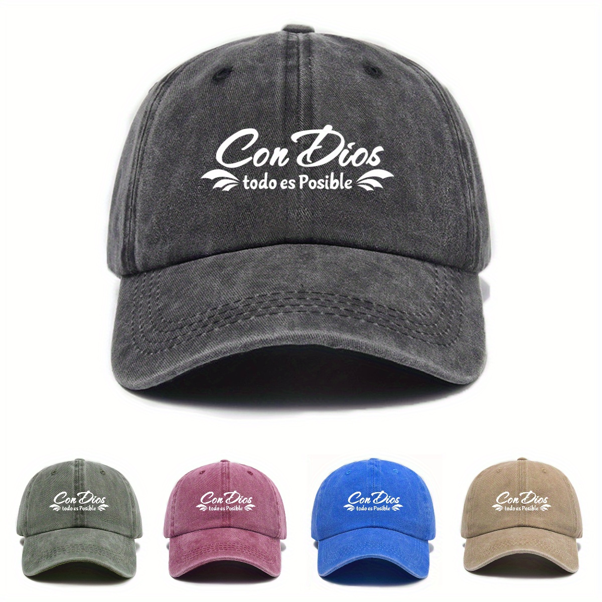 

Adjustable Vintage Washed Baseball Cap With Embroidered "con " - Protection Polyester Hat, Hand Wash/ Only