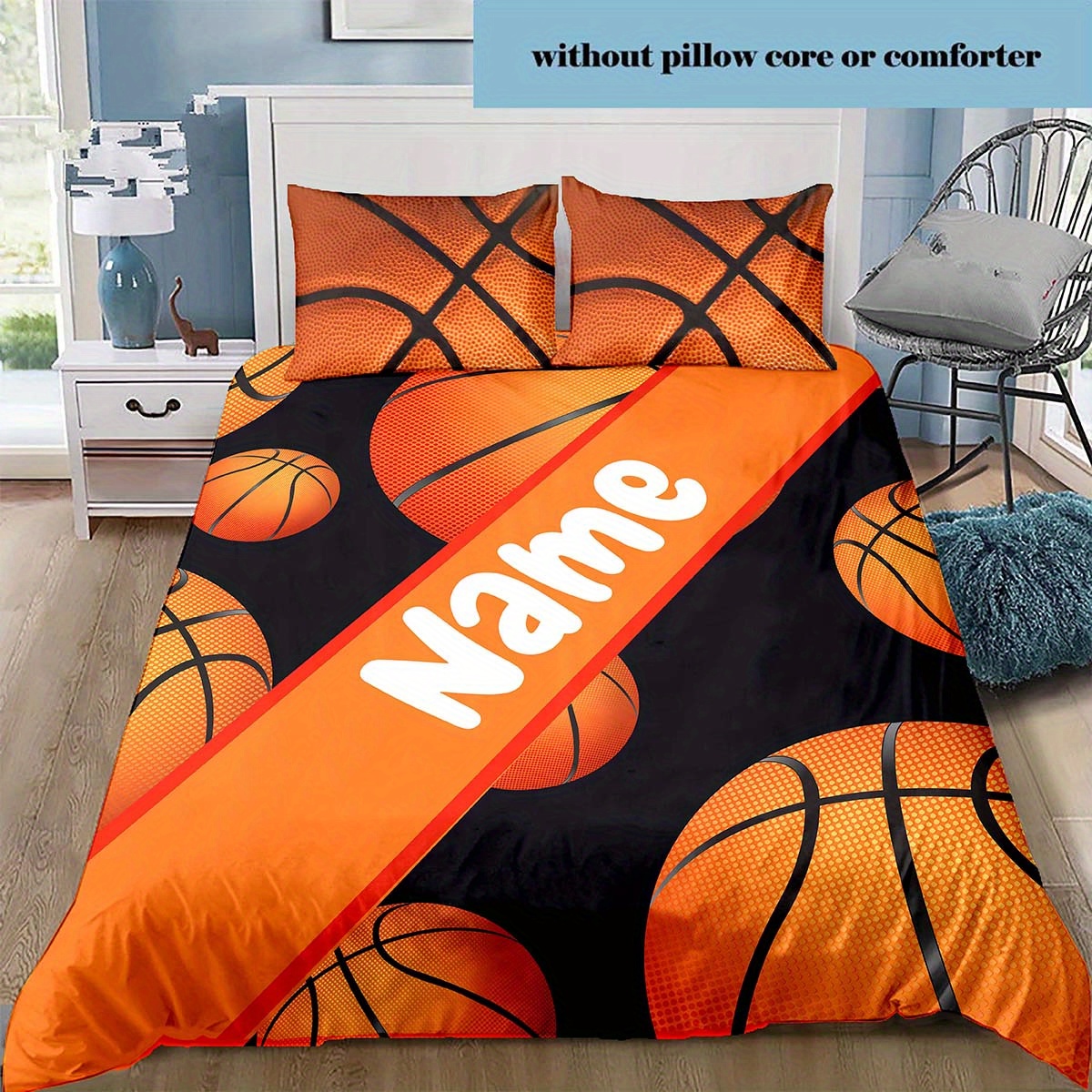 

Customizable Basketball Theme Duvet Cover Set With Pillowcases - Fade Resistant, Machine Washable, Zipper Closure, Woven Polyester, Anime-themed Bedding Set (1 Duvet Cover + 2 Pillowcases, No Insert)