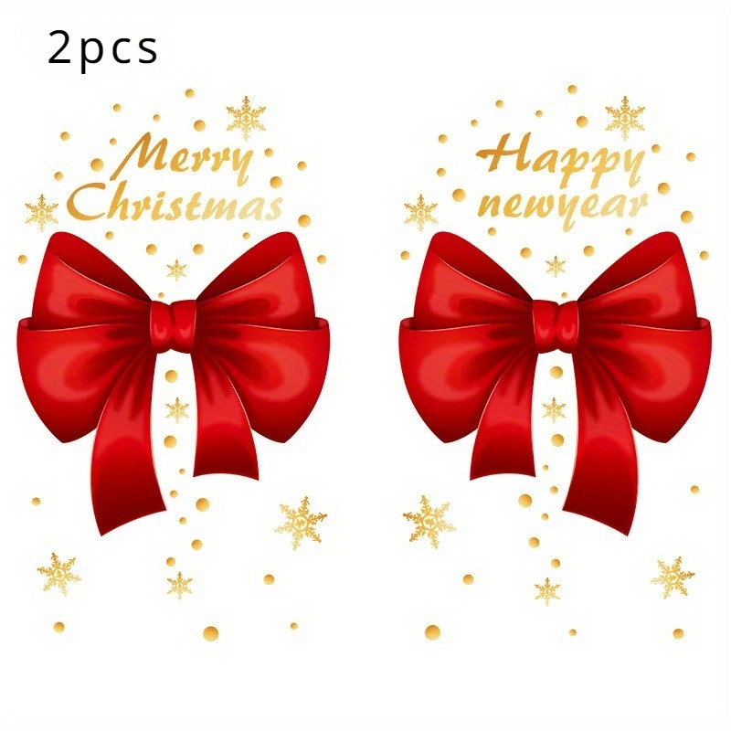 2pcs Merry Christmas Window Clings - Festive Xmas Decals For Home, Office & Mall Windows - , No Power Needed, Christmas Decor