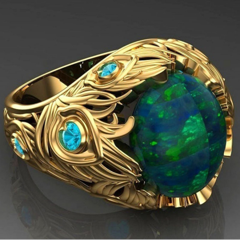 

1 Pcs Hot Sale Blue Gradient Gold Ring Fashion Ring