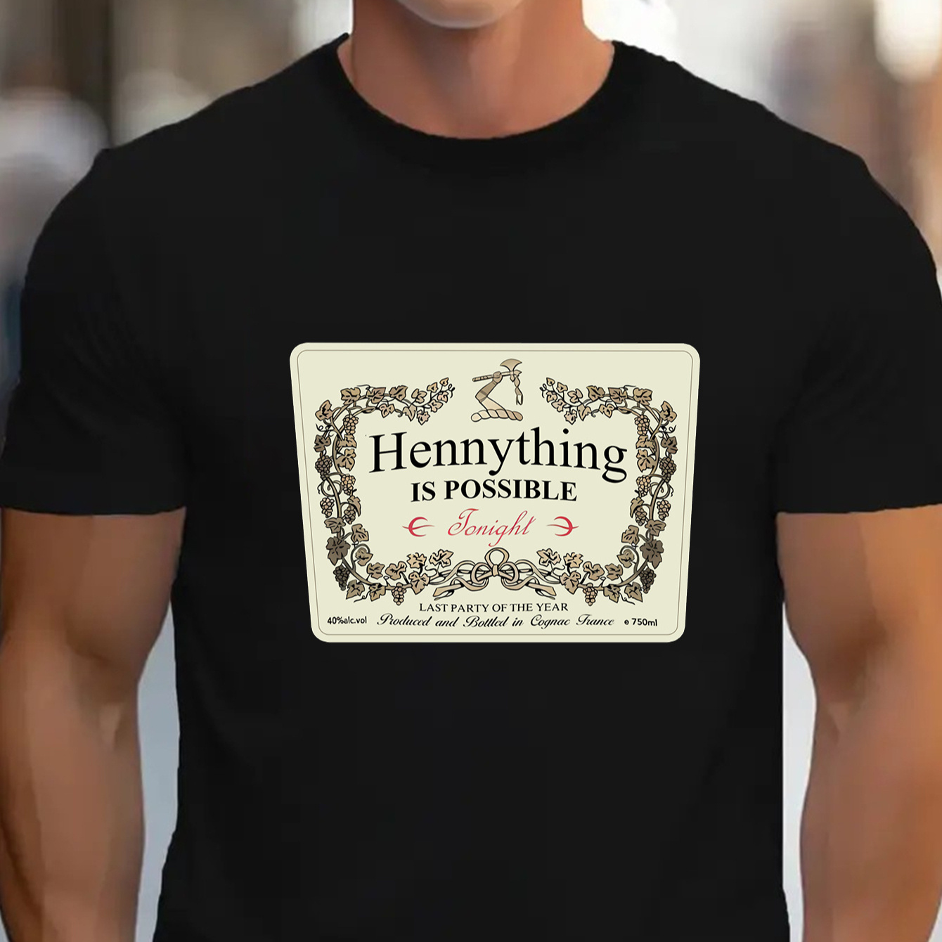 

Printed T-shirt, Men's T-shirt, Summer Casual Short Sleeve T-shirt - Hennything Is - Black