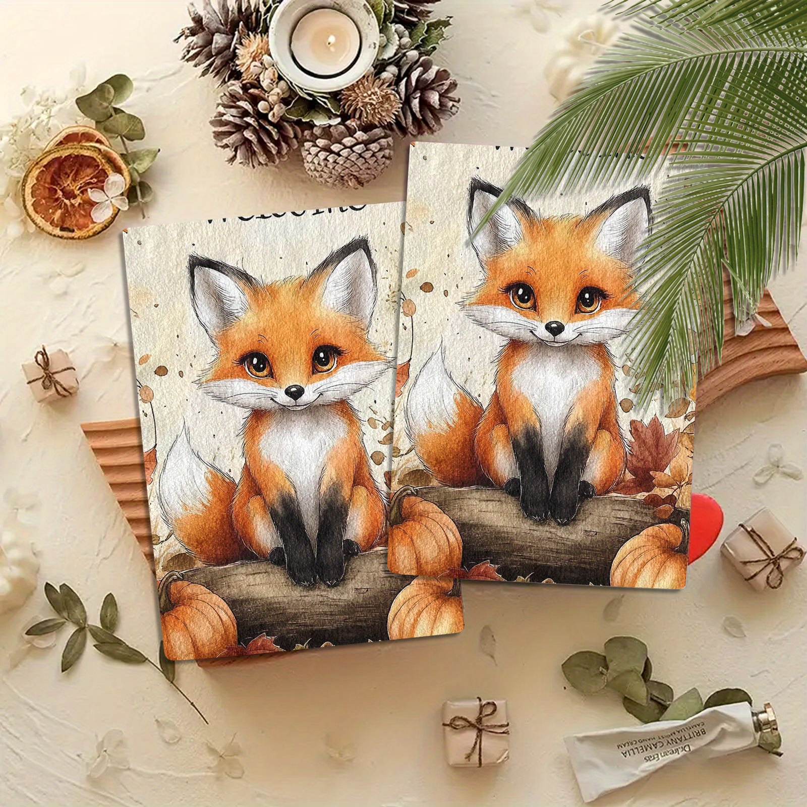 

2pcs Autumn Fox Kitchen Towels - Quick Dry, Polyester Dish & Hand Towels For Home Decor, Perfect Housewarming Gift, 27.2x18.4 Inches, Autumn Fox, Kitchen Towels, Scouring Pad, Seasonal Decoration