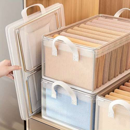 Boîte De Rangement THINCAN Pour Voiture - Compatible Sous Siège, Avec Couvercle Et Plateau Organisateur, Grande Capacité, Noir