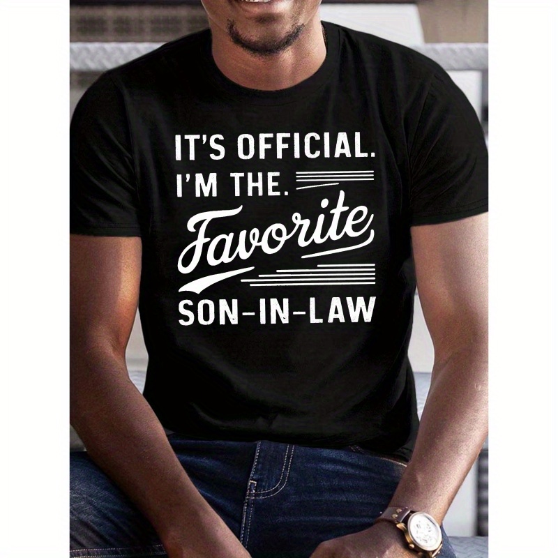 

Official I'm The In Law Print Tee Shirt, Tees For Men, Casual Short Sleeve T-shirt For Summer