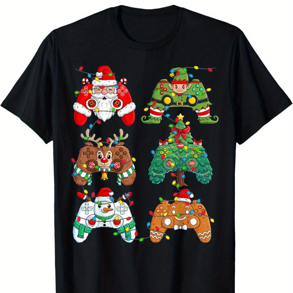 

Christmas Santa Elf Lights Gaming Controllers Boys Kids T-shirt, Comfortable Short Sleeve Tees Summer, , Breathable, Moisture Wicking, Casual Summer Tee, Must-have Fashionable T Shirt