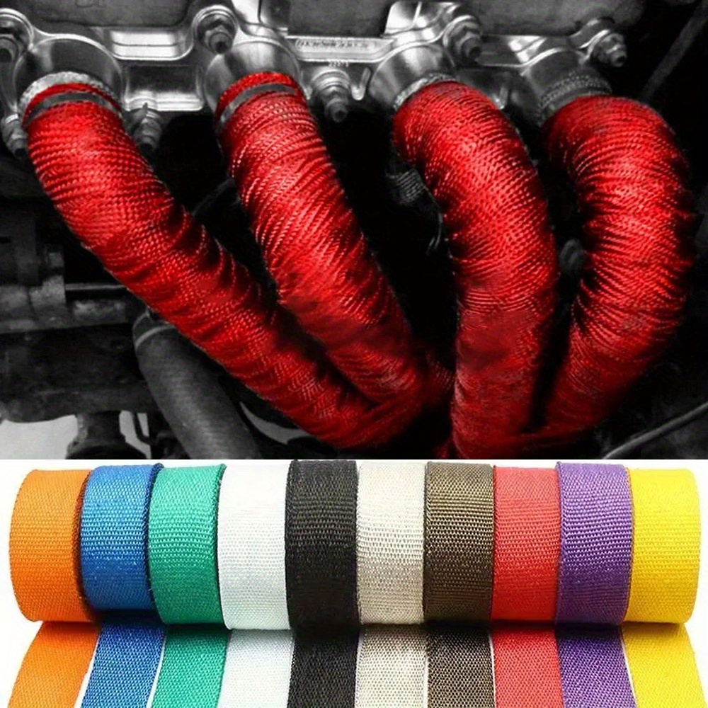 TEMU Fiberglass Exhaust Tape, Measuring 5cm By 1.5m And 2 Inches By 5 Feet, Designed To Temperatures Between 900 And 1200 Degrees, Providing Thermal Insulation And Resistance For Pipes