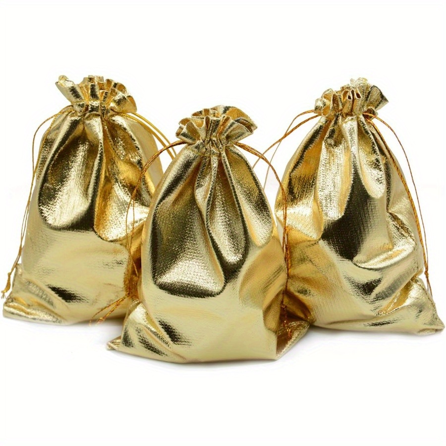 

-pack Golden Drawstring Gift Bags - Jewelry Pouches For Weddings, Parties, Christmas, Candy, Chocolates & Handmade Soaps, Elegant Favor Bags