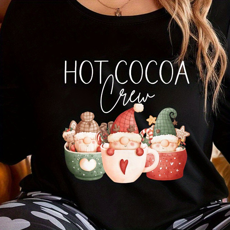 

Cozy Christmas Print Women's Long Sleeve Pajama Top - Casual, Stretchy Polyester , Machine Washable