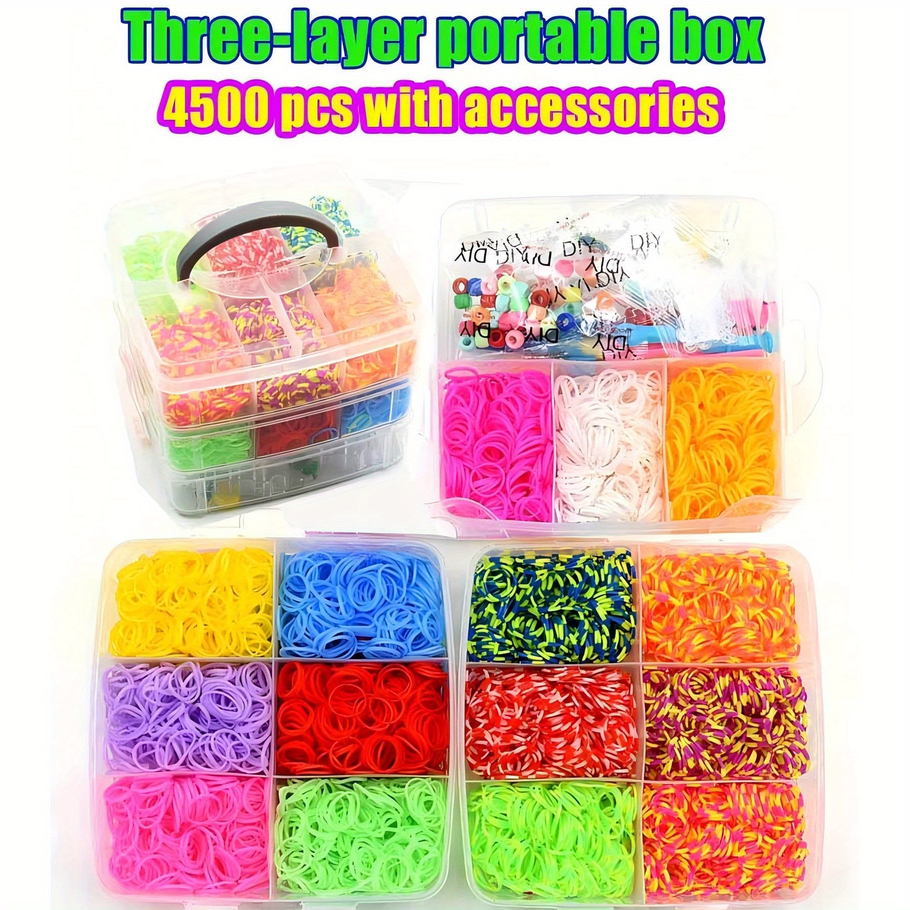 

Kit de Bandes de Nœud 4500pcs Ultimative - de Bracelets Tissés à Couches, Élastiques DIY les Passionnés d'Artisanat