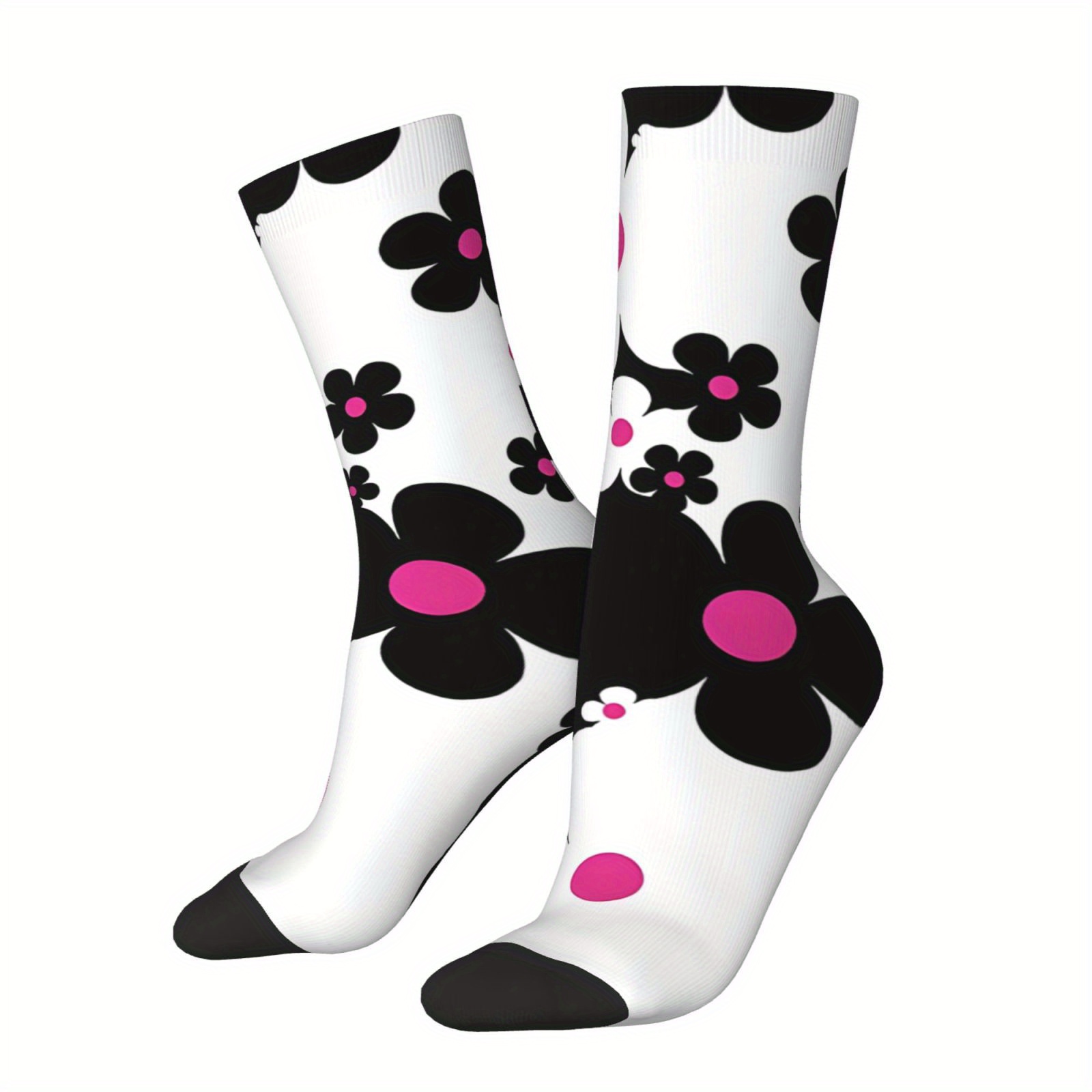 

Unisex Retro 60's Pop Socks - 1 Pair, Polyester & Spandex Blend, Seamless Knit Fabric, Hand Washable, Novelty Socks For Men And Women